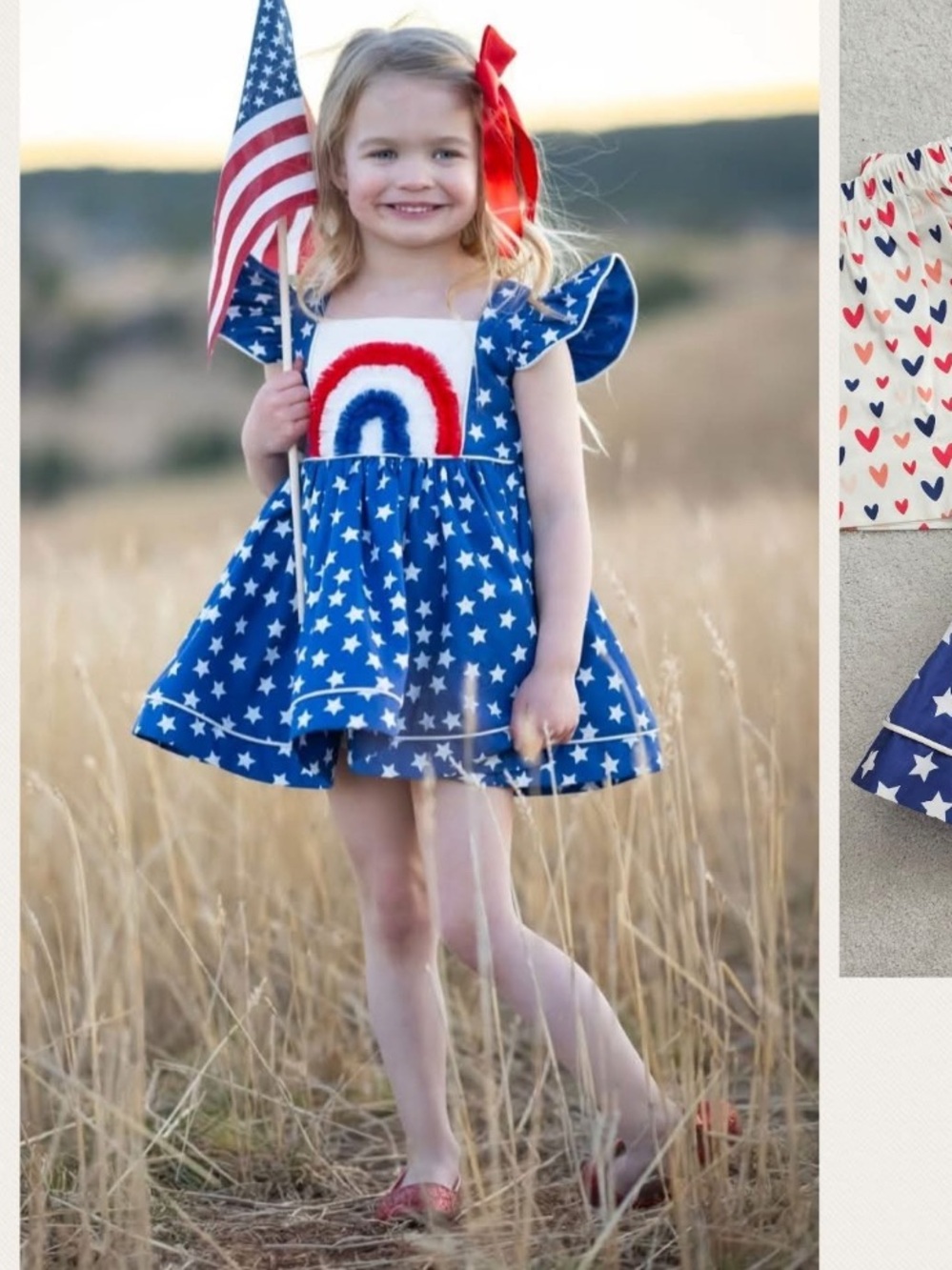 Girl August rare & gorgeous USA flag Dress & bloomer set girls size 7